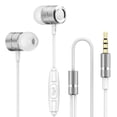 thumbnail image 1 of Metal In-ear Headphones Music Earbuds with Microphone Wire-controlled Game Headset Silver, 1 of 4