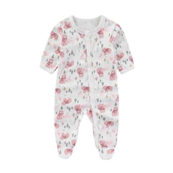 Ticikt Baby Footed Pajamas with Mitten Unisex Cotton Snap-up Romper Jumpsuit Sleep and Play 0-9 Months Footies,Color:Light Pink,Size:6-9 Months