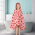 thumbnail image 6 of Red Strawberry Plants Fruit Pink Pattern Hooded Bath Towel，50"x30" for Ages 3 To 12 Kids, Quick Dry Lightweight Soft Microfiber Hood Beach Towel Cover Up for Kids, 6 of 7