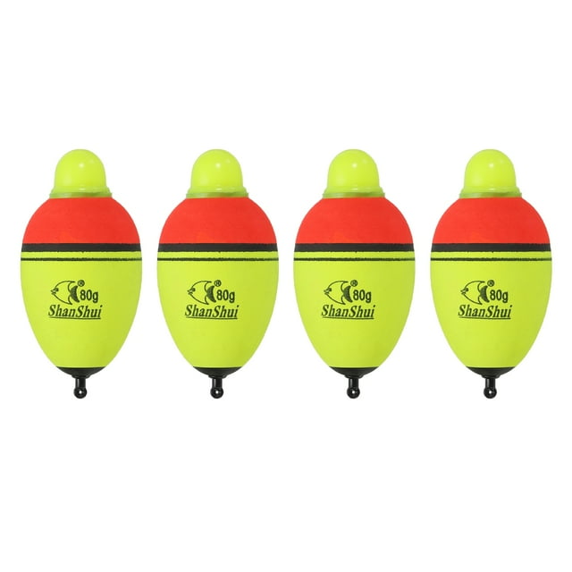 Unique Bargains 2.8oz Lighted Fishing Slip Bobbers EVA Light Up Fishing Float, Yellow, 4 Pack