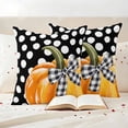 thumbnail image 3 of Orange Pumpkin Outdoor Waterproof Pillow Covers, Fall Thanksgiving Black White Polka Dot Decorative Square Throw Pillowcase Sofa Cushion Sham for Patio/Couch/Chair, 16"x16" 2 Pack, 3 of 8