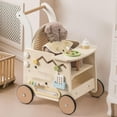 thumbnail image 4 of Robud Wooden Baby Walker, Baby Push Walker, Baby Activity Center Toys - Toddler Walking Activity Center Push Toys with Safety Brake, Baby Walker for Motor Skills (Rattan Doll Walker), 4 of 9