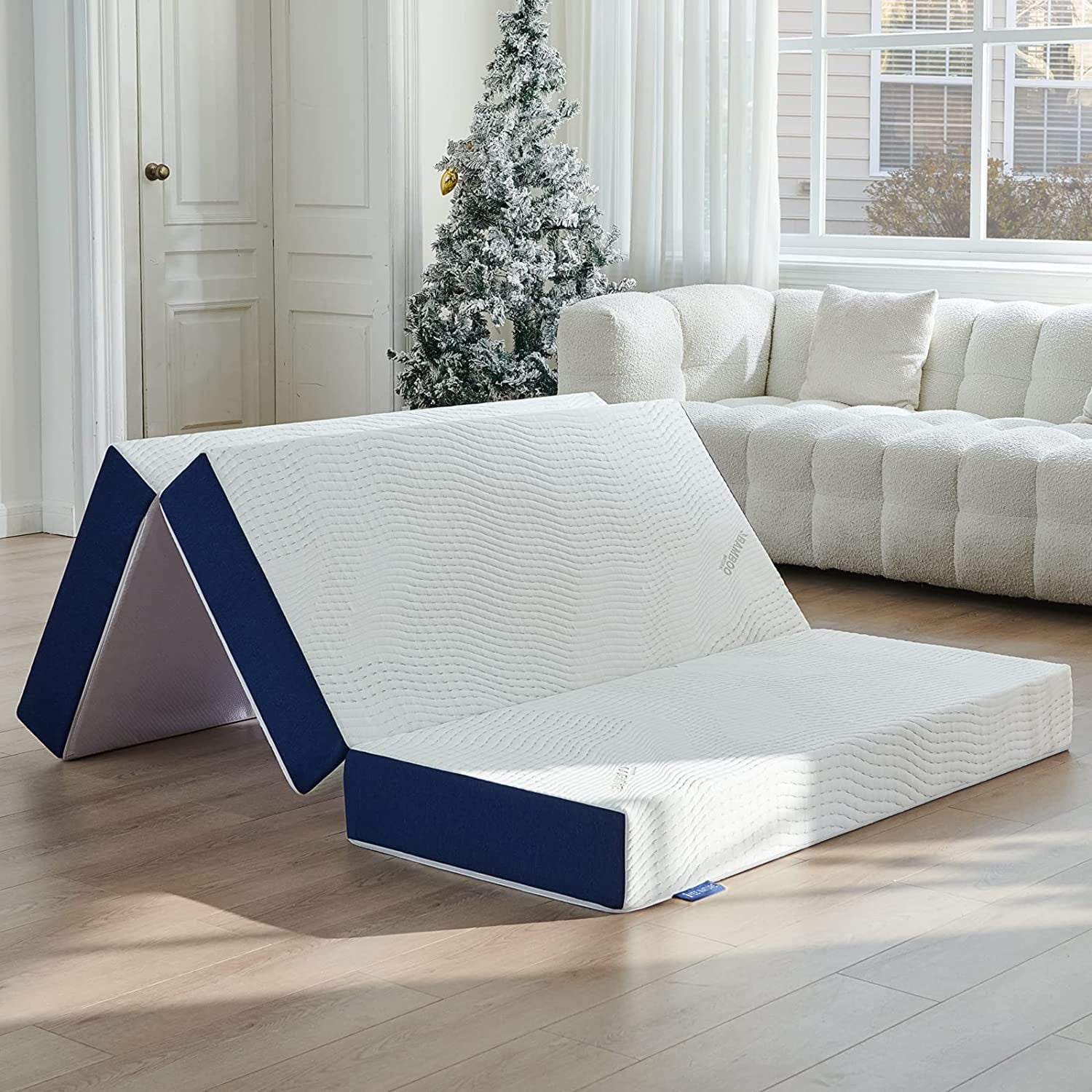 BOTUI Folding Mattress, 6 inch Tri-Fold Memory Foam Mattress Toppe ...