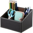 thumbnail image 2 of KINGFOM Remote Control Holder, PU Leather 3 Compartments Remote Holder Remote Caddy Remote Storage Box Remote Organizer Desktop Organizer for Home Office Pen TV Remote Heater Controllers(Brown), 2 of 9