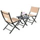 3pcs Steel Folding Square Table Chairs Set Bistro Garden Furniture – image 3 sur 8