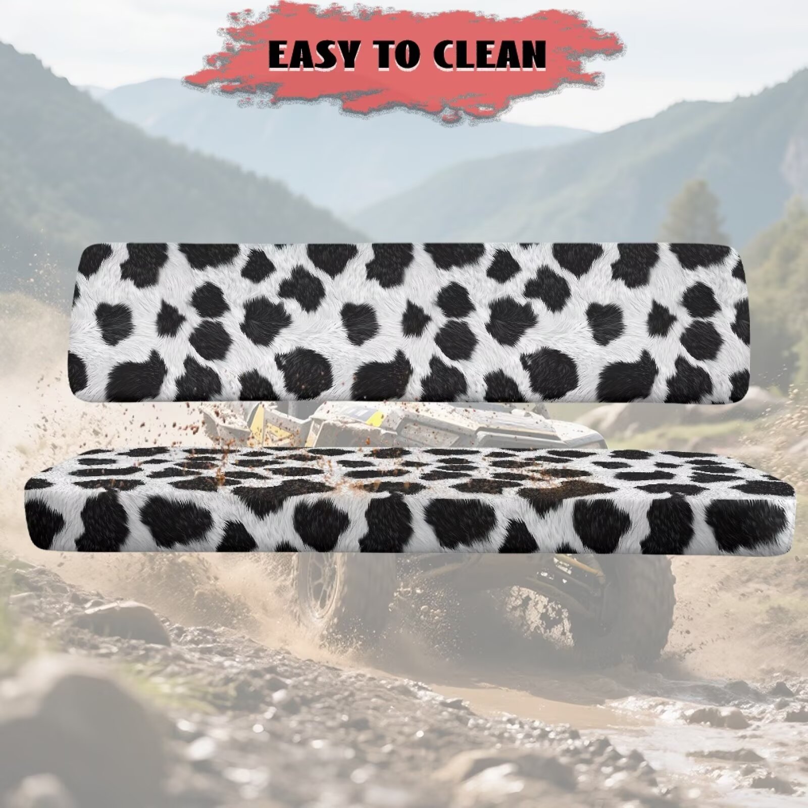 Uorisanigo Anti-Slip UTV Seat Cover for Mule Seats Accessories Parts Black and White Cow Print UTV Front Bench Seat Cover Universal Fit for Kawasaki Mule 3010 4x4 Hardwoods Green HD 2004-2008