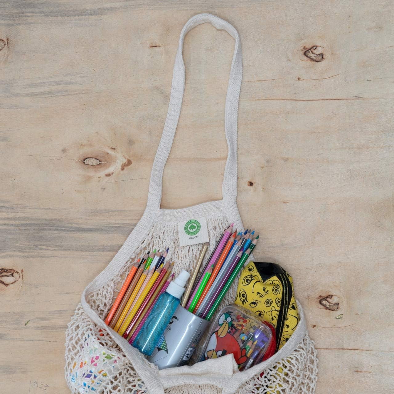 YEKEYI Premium Cotton Mesh Grocery Totes - Reusable French Market Bags - 100% Cotton String Bags for Farmers Market, Produce, Grocery or Beach Trip (3 Pack)