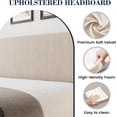 thumbnail image 4 of Elegant tamaño completo-size wingback marco de cama: vertical stripe velvet forrado, 2 almacenamiento pockets, sturdy wood slats, fácil montaje, beige, no box spring required, 4 of 8