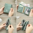 thumbnail image 3 of Contact's Soft Leather Wallet for Women and Men Small Bifold Coin Purse Double Zipper Card Holder RFID Blocking, Valentine Gift (Matcha Green), 3 of 9