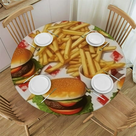 

HAOXIT Round Table Cloth Tablecloth Waterproof Tablecloth Dinning Table Cover for Valentines Day Decor Party Picnic 46-50