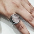 thumbnail image 4 of Rose Quartz Mans Ring, Natural Rose Quartz ring, Silver Jewelry, 925 Silver Ring, Birthday Gift, Heavy Mens Ring, Arabic Design, Ottoman Style Ring, Christmas, Turkey Mens Signet Ring, 4 of 7