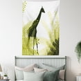thumbnail image 3 of Africa Tapestry, Silhouette of Giraffe Ferns National Park Terrestrial Tall Animal Print, Wall Hanging for Bedroom Living Room Dorm Decor, 40W X 60L Inches, Pale Green Dark Green, by Ambesonne, 3 of 5