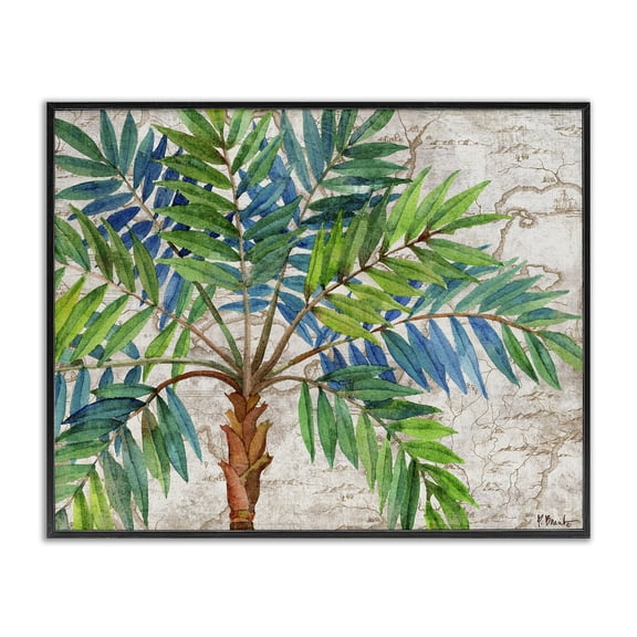 Stupell Industries Aqueous Palm Tree Floral Painting Black Framed Art Print Wall Art, 14 x 11