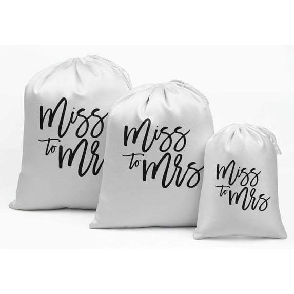 Darling Souvenir White Miss To Mrs Wedding Favor Party Supplies Drawstring Pouches Favor Bags 15 Pieces