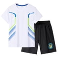 thumbnail image 2 of Xudanell Teen Boy Summer Outfit 3T-14 Summer Sport T-Shirt Shorts Set Print Clothing Sets Tracksuit (White, 13-14 Years), 2 of 5
