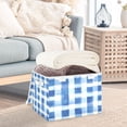 thumbnail image 3 of Yayeee Collapsible Cube Storage Bin with Lid Fabric Closet Decorative Basket with Handles, Blue Plain, 3 of 7