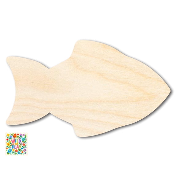 Unfinished Wood Simple Fish 3 Shape 5" / 1/4"