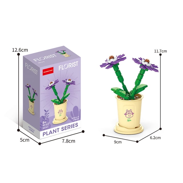 Amyove Creative Flower Building Blocks Simulation Bouquet Potted Building Bricks Toys For Home Decoration