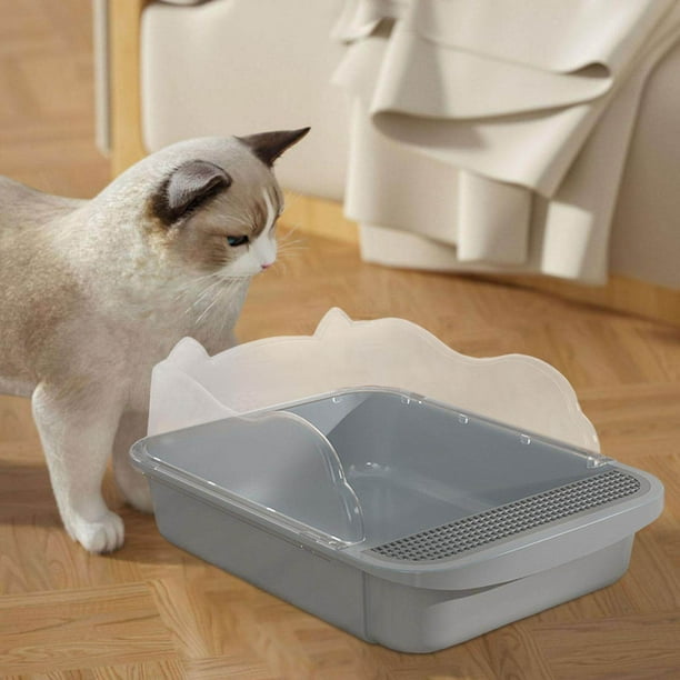 Maoww Semi Closed Cat Litter Box Deep Toilet Kitty Litter Pan Litter