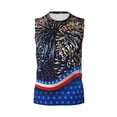 thumbnail image 4 of Yiaed Fireworks Print Men's Singlet Vests Summer Running Muscle Tank Tops Gym Undershirt Round Neck Sleeveless for man, 4 of 5