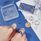 thumbnail image 3 of 1 caja de 6 juegos de 32 anillos ajustables con dijes, juego de anillos de moda de 18 mm, plata, acero inoxidable, estrellas, sol y luna., 3 of 6