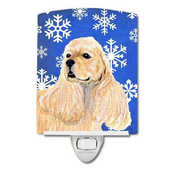 Caroline's Treasures SS4660CNL Cocker Spaniel Winter Snowflakes Holiday Ceramic Night Light, 6x4x3", multicolor