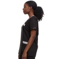 thumbnail image 3 of Ellen Tracy Contrast Women's Mock Wrap Fashion Scrub Top, Soft Stretch, Female Short Sleeve Medical Tops, Black Size S, 3 of 4