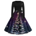 thumbnail image 4 of Christmas Dresses for Women Women's Fashion Vintage Long Sleeve Round Neck Christmas Printed Evening Party Dresses for Formal Event,Black,S, 4 of 4