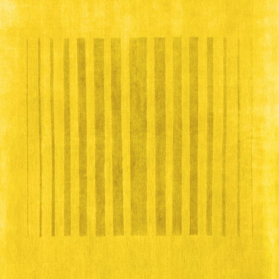 Ahgly Company Machine Washable Indoor Square Solid Yellow Modern Area Rugs, 4' Square