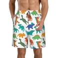 thumbnail image 2 of Uemuo Colorful Dinosaur Pattern Men's Swim Trunks Hawaiian Beach Bathing Suit Swimsuits Beach Quick-Dry Shorts with Pockets-Medium, 2 of 9
