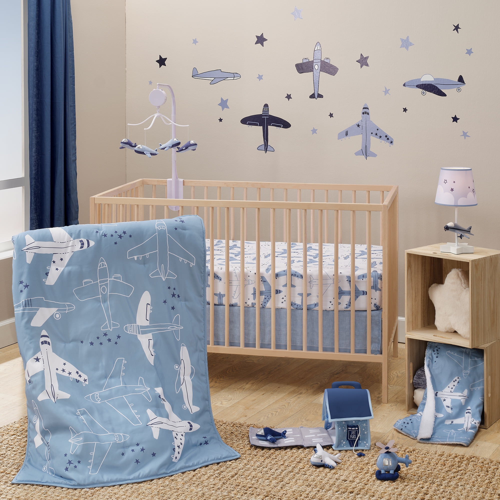 Bedtime Originals Roar 3 Piece Crib Bedding Set Blue Gray White Animals Walmart