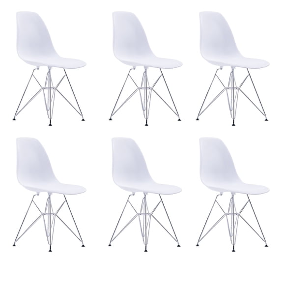 Eiffel Dining Chair with Chrome Base - White