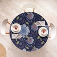 thumbnail image 4 of Ambesonne Retro Floral Fitted Round Tablecloth, Flowers Leaves Garden, 36"- 40" Diameter, Indigo and Mauve Taupe, 4 of 5