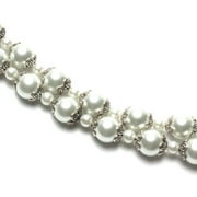 Cousin 18" Glass & Pearl Round Bead Strand-White