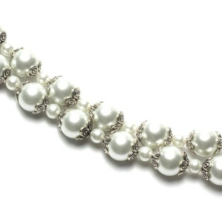 Cousin 18" Glass & Pearl Round Bead Strand-White