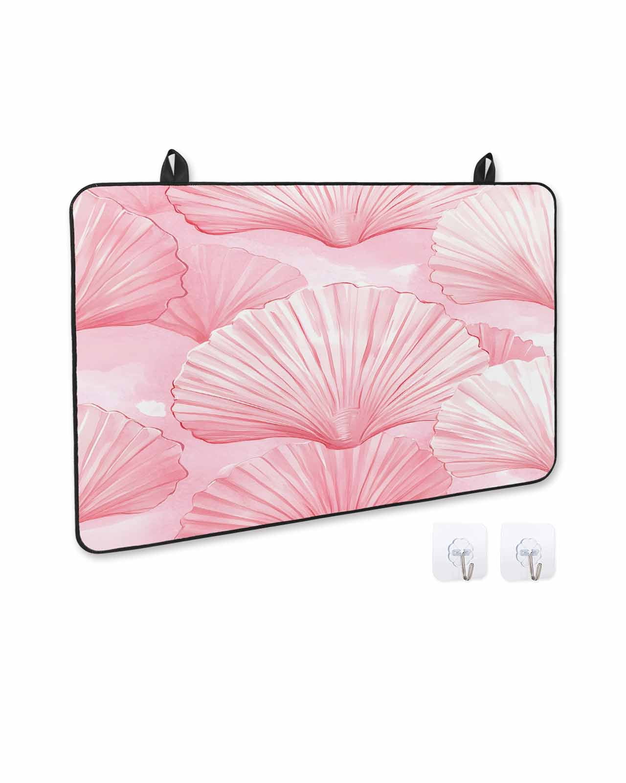 nqOlkjepod Large Induction Cooktop Protector Mat 24"x21", Pink Coastal Shell Stove Top Covers for Electric Stove, Summer Nautical Beach Ocean Stove Burner Cover Mats, Glass Top Stove Cover