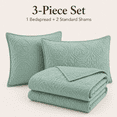 thumbnail image 2 of Noaman 3 Piece Reversible Bedspread Set Seafoam Full/Queen, Oversized Microfiber Coverlet with Quilted Medallion Design, Hypoallergenic Polyester Filling, Includes 2 Shams, Green, 2 of 10