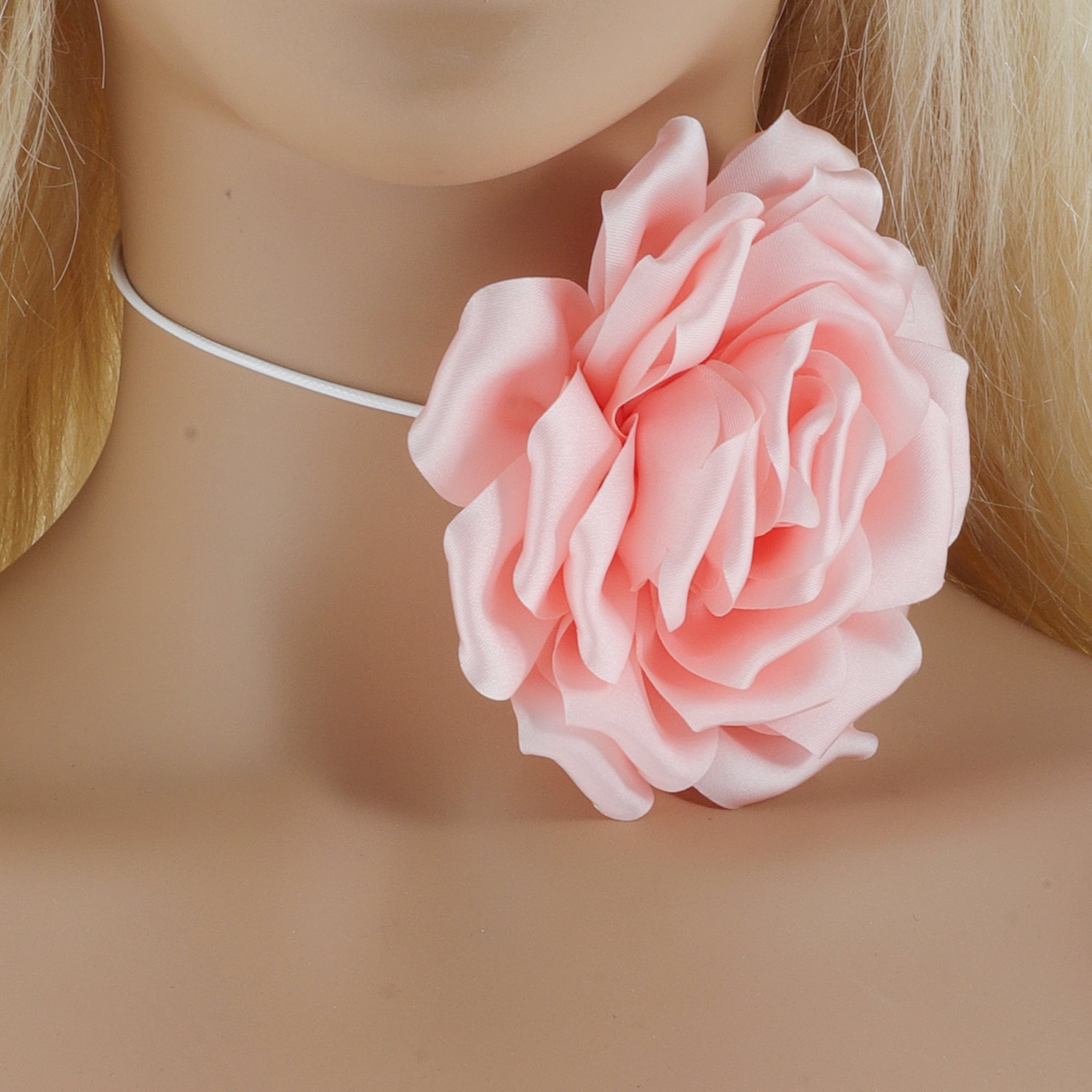 Unique Bargains Flower Adjustable Choker Necklace for Women Pink
