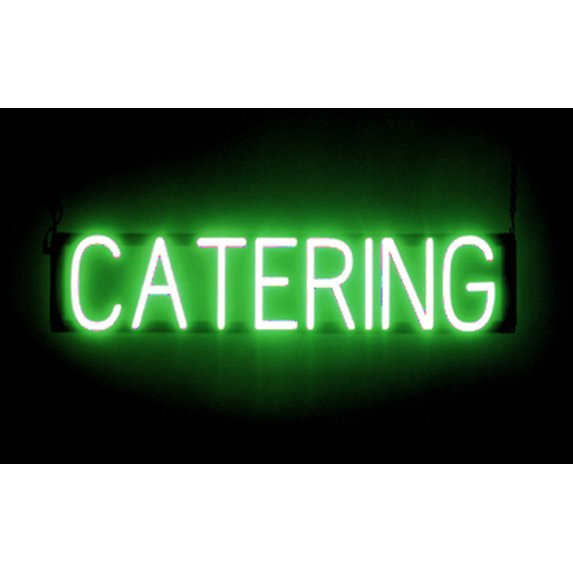 SpellBrite CATERING LED Sign for Business. 29.3" x 6.3" Green CATERING Sign Has Neon Sign Look With Energy Efficient LED Light Source. Visible from 500+ Feet, 8 Animation Settings.