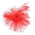 thumbnail image 4 of Diadema elegante con plumas de malla y flores para mujer, para fiestas de té, tocado, sombrero de iglesia Rojo, 4 of 8