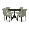 thumbnail image 2 of DLAB5-BLK-06 5Pc Round 42" Kitchen Table With Two 9-Inch Drop Leaves And Four Parson Chair With Black Leg And Linen Fabric Shitake, 2 of 9