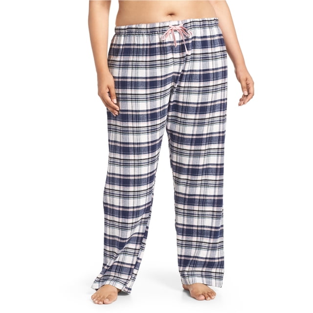 P.J. Salvage Womens Plaid Pajama Lounge Pants, navy, Plus Size, 1X