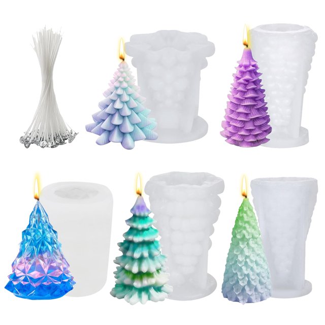 Kit de velas de silicona Craft Mold MUXIUNT para árbol de Navidad, 5 piezas