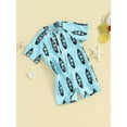 thumbnail image 3 of Suealasg Kids Boys One Piece Swimsuit 1T 2T 3T Short Sleeve Crab Tree Print Romper Swimwear Toddler Boys Rash Guard Bathing Suit Summer Beachwear, 3 of 9