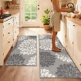 thumbnail image 5 of MeyJey Kitchen Rug 2 PCS Set, 24”x36+24”x59” Non Slip Machine Washable Rug Floral Decor Kitchen Floor Mats for in Front of Sink, Gray, 5 of 8