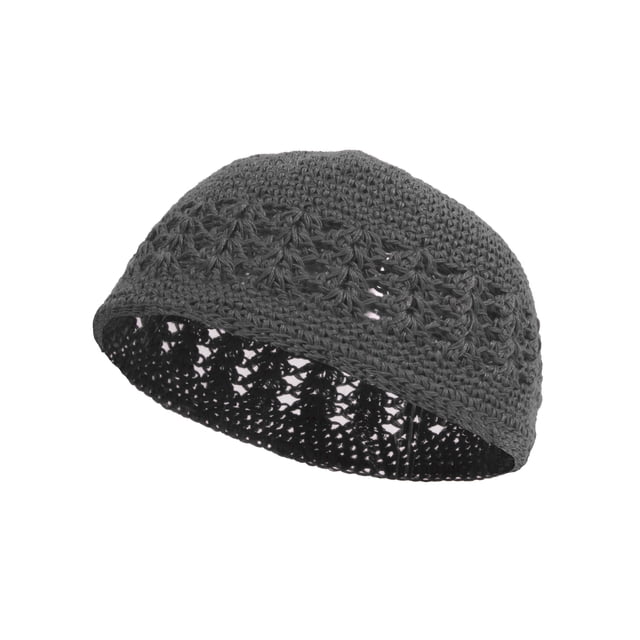 Knitted Head Beanie Hand Crocheted, Charcoal