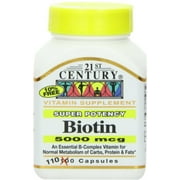 21st Century Biotin 5000mcg Capsules 110 ea (Pack of 6)