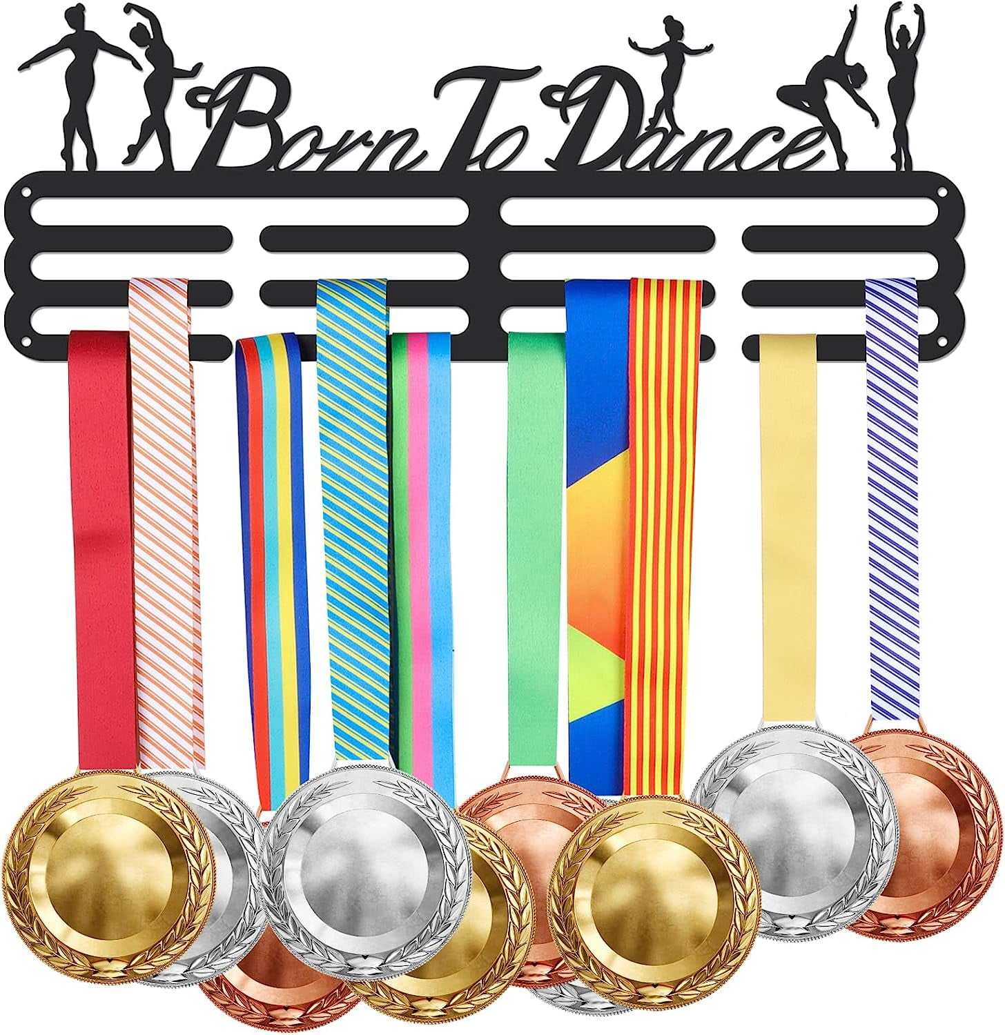 Tango Medal Hanger Display Sports Medal Holder Ballroom Dance Iron Competition Medals Display Rack for 60+ Medals Ribbon Decorative Awards Ribbon Hooks for Athletes Players Gift Black DIY