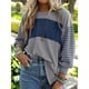 thumbnail image 4 of Blusas de Larga para Mujer, de Gran Tamaño, Modernas, con Cuello Redondo, Informales, con Bloques de Color. Azul Grisáceo L, 4 of 7