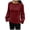 Red, variant on Womens Contrast Color Pullover Sweaters Crewneck Knit Tops with Wave Hem Long Sleeve Sweater Fall 2026 White for Size XXL